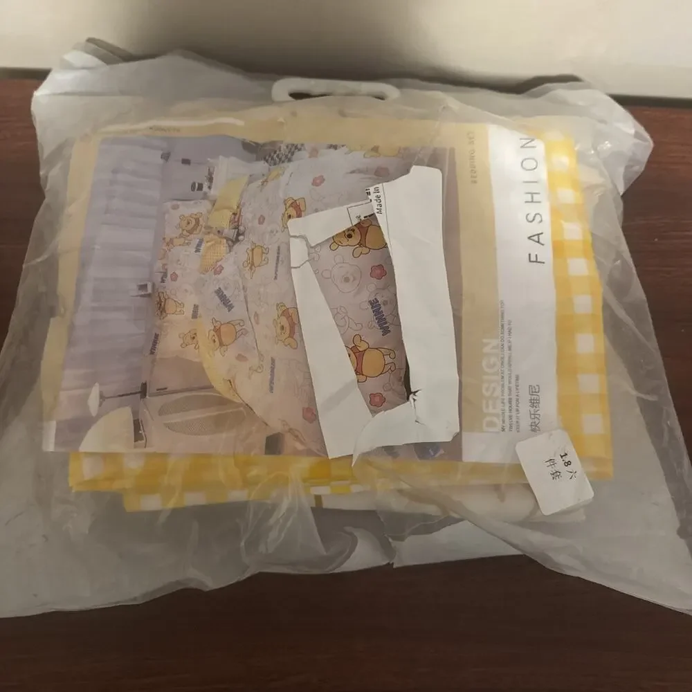Winnie The Pooh Bear Time For Something Sweet FULL Size Duvet Bedding Set 6 PC.